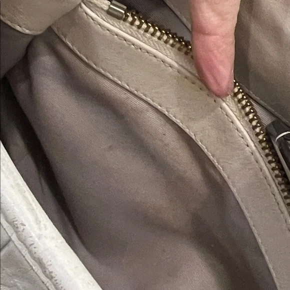 Coach Ivory Croc-Embossed Satchel - Picture 15 of 16